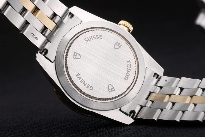 Swiss Tudor Classic Rose Gold Ribber Crystal Encrusted Bezel Silver Dial 80303